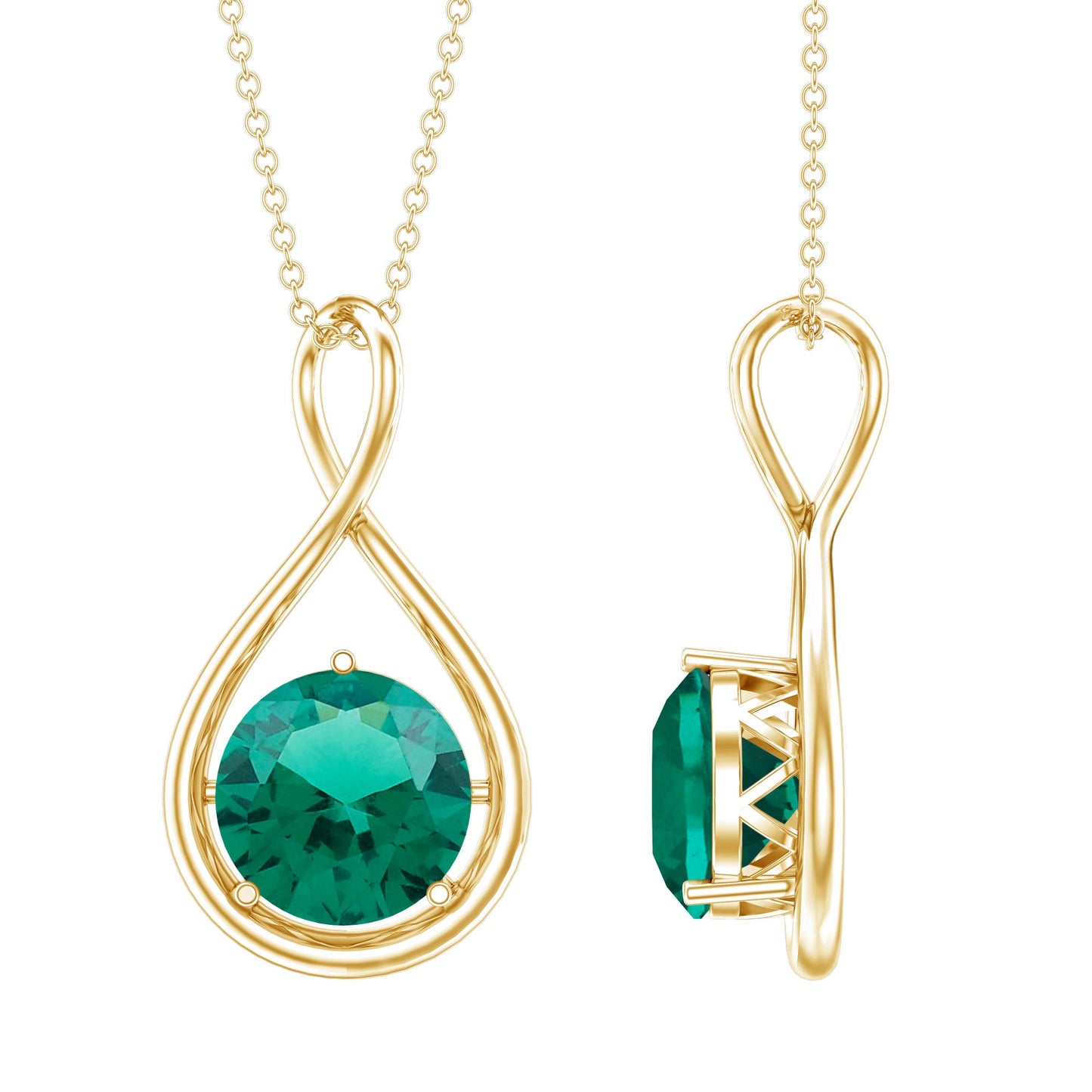 Solitaire 3.5 Carat Lab Grown Emerald Infinity Necklace