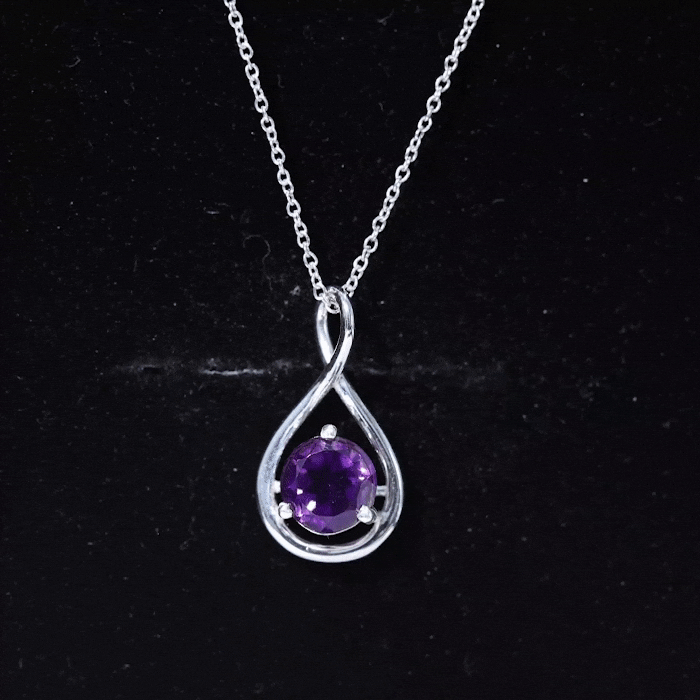 1 CT Real Amethyst Infinity Pendant Necklace