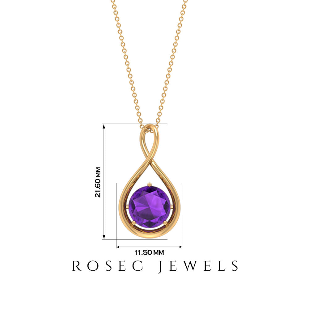 1 CT Real Amethyst Infinity Pendant Necklace