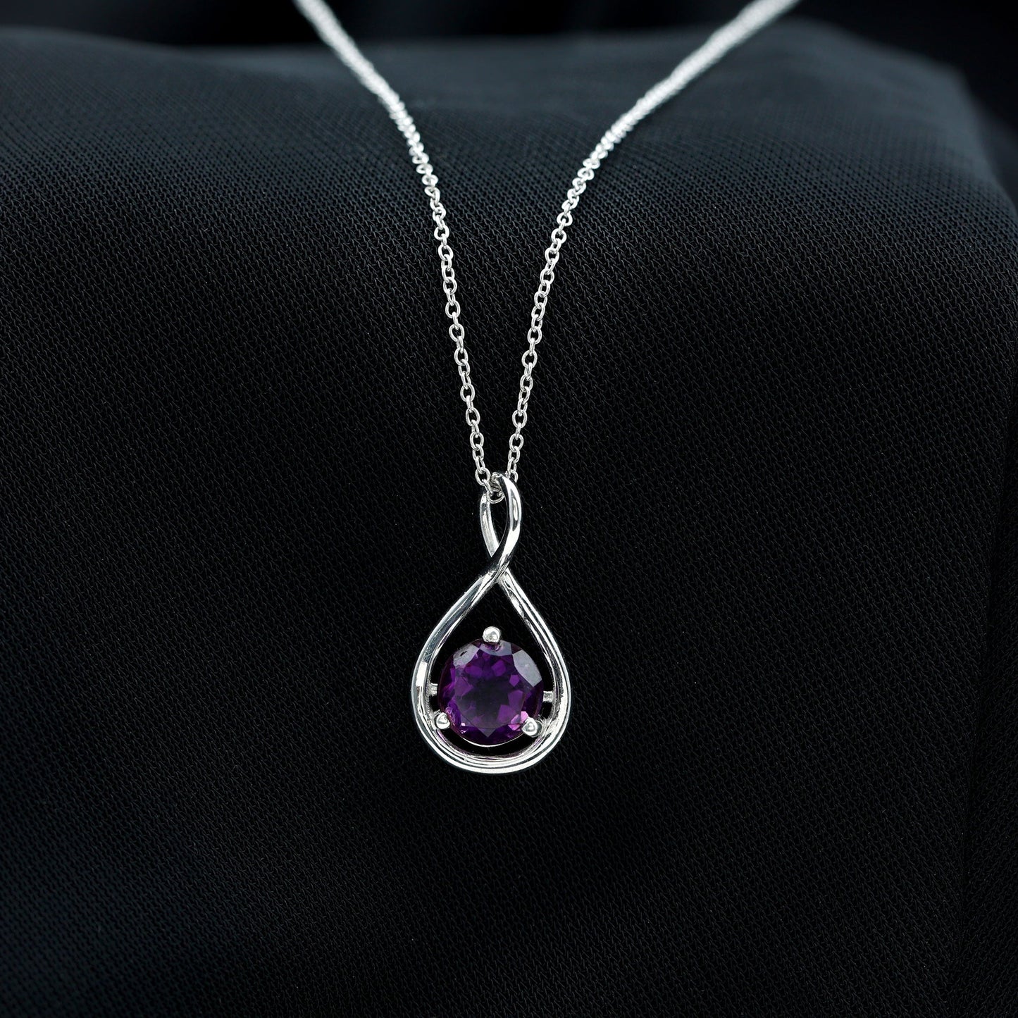 1 CT Real Amethyst Infinity Pendant Necklace