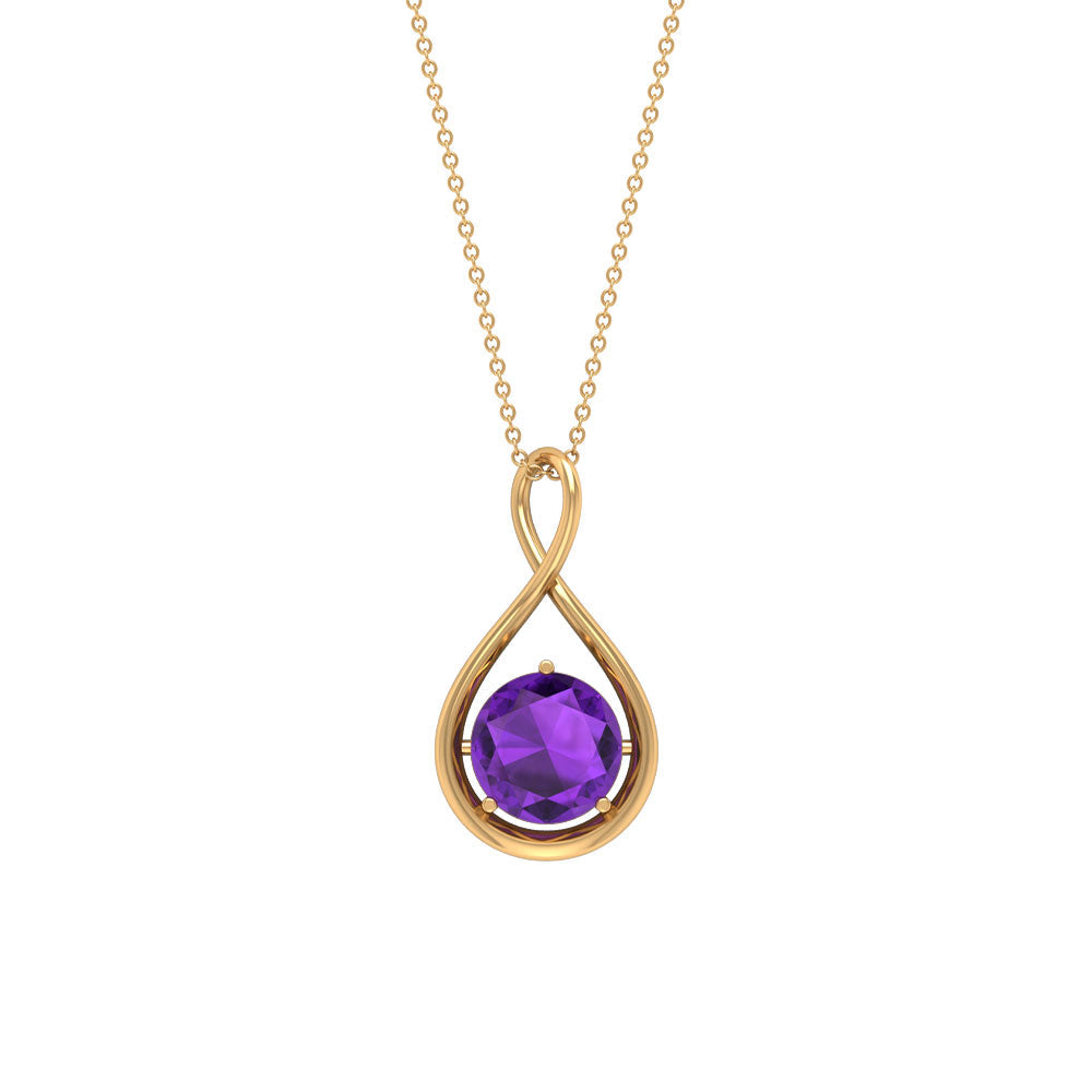 1 CT Real Amethyst Infinity Pendant Necklace