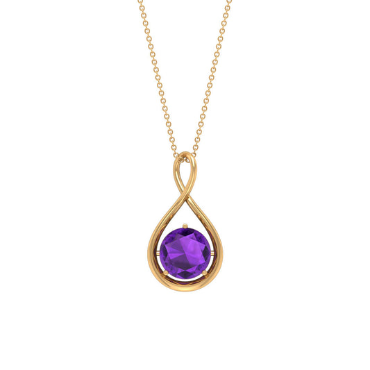 1 CT Real Amethyst Infinity Pendant Necklace