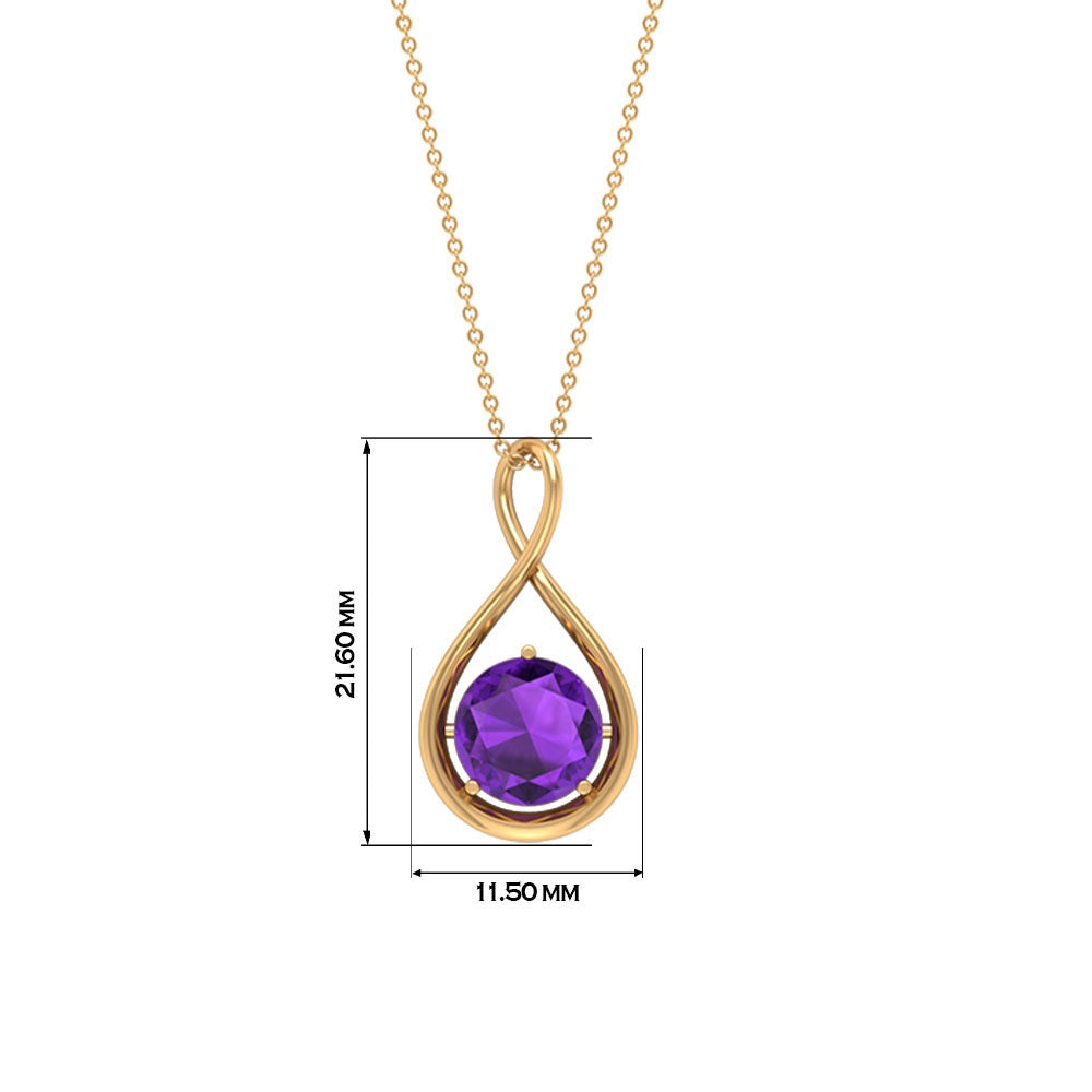 1 CT Real Amethyst Infinity Pendant Necklace