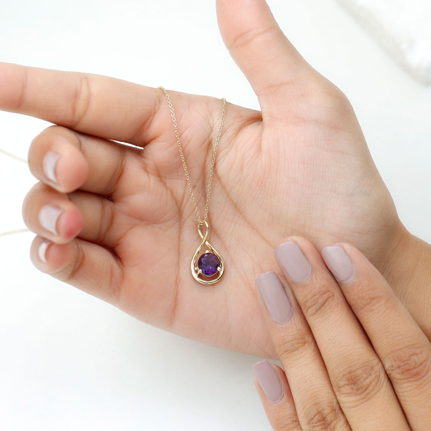 1 CT Real Amethyst Infinity Pendant Necklace