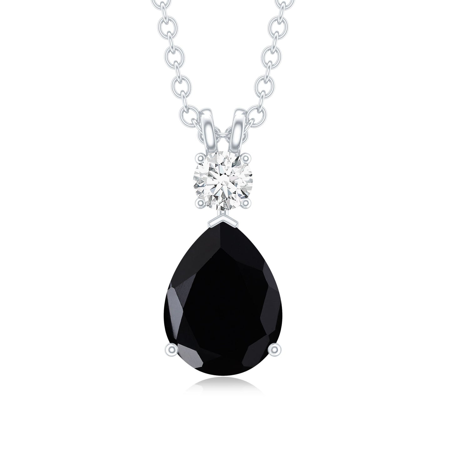 4 Carat Lab Created Black Diamond Teardrop Necklace with Moissanite