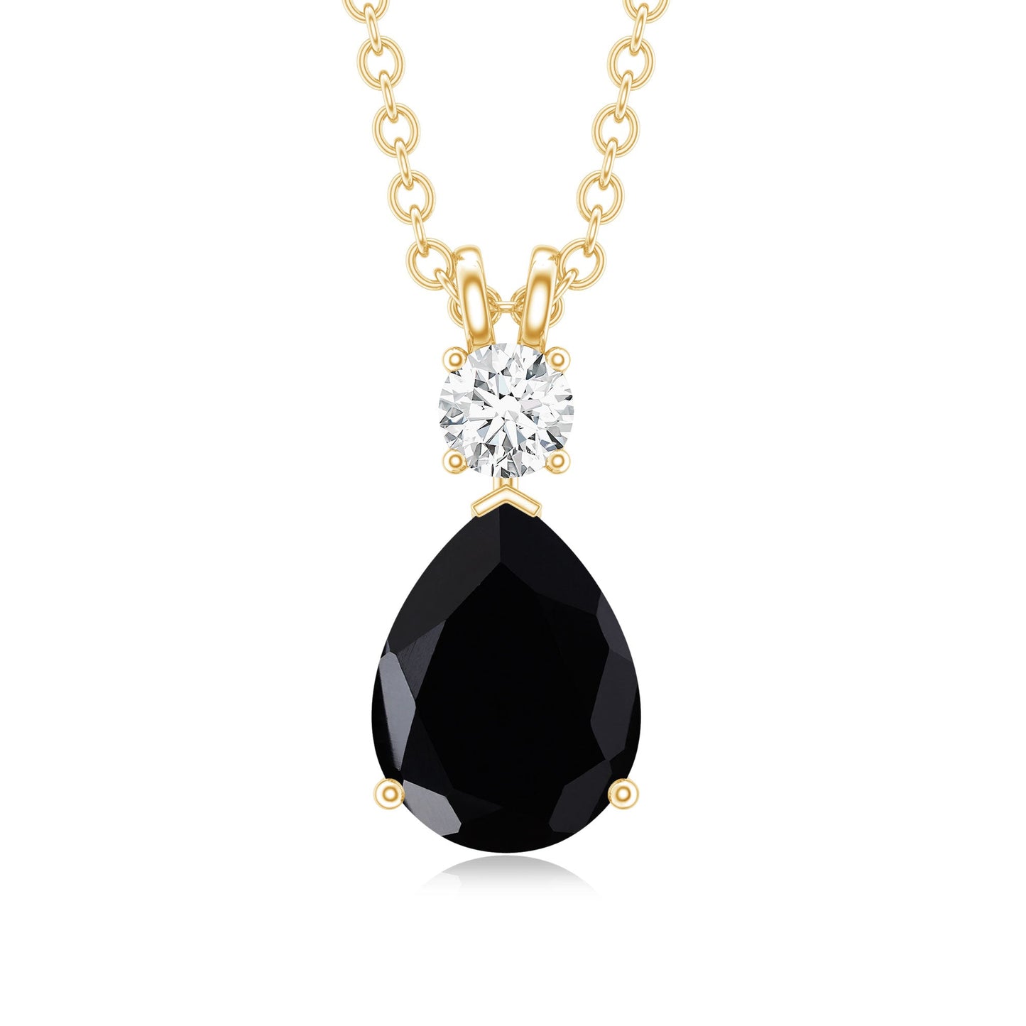 4 Carat Lab Created Black Diamond Teardrop Necklace with Moissanite