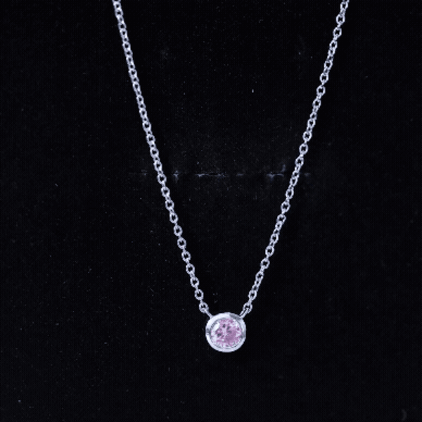 Natural Pink Sapphire Bezel Set Necklace in Sterling Silver