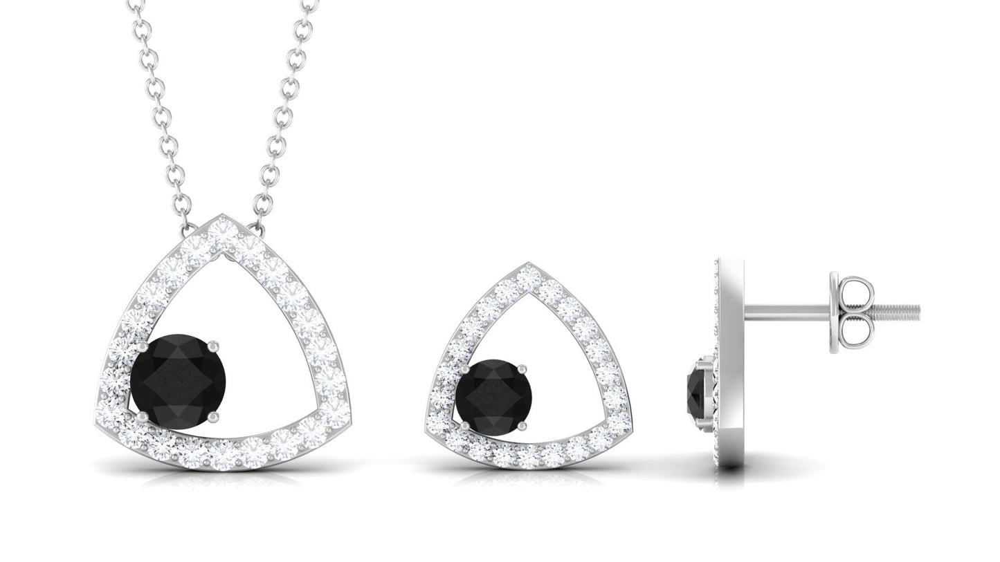 Certified Real Black Onyx Geometric Jewelry Set with Moissanite