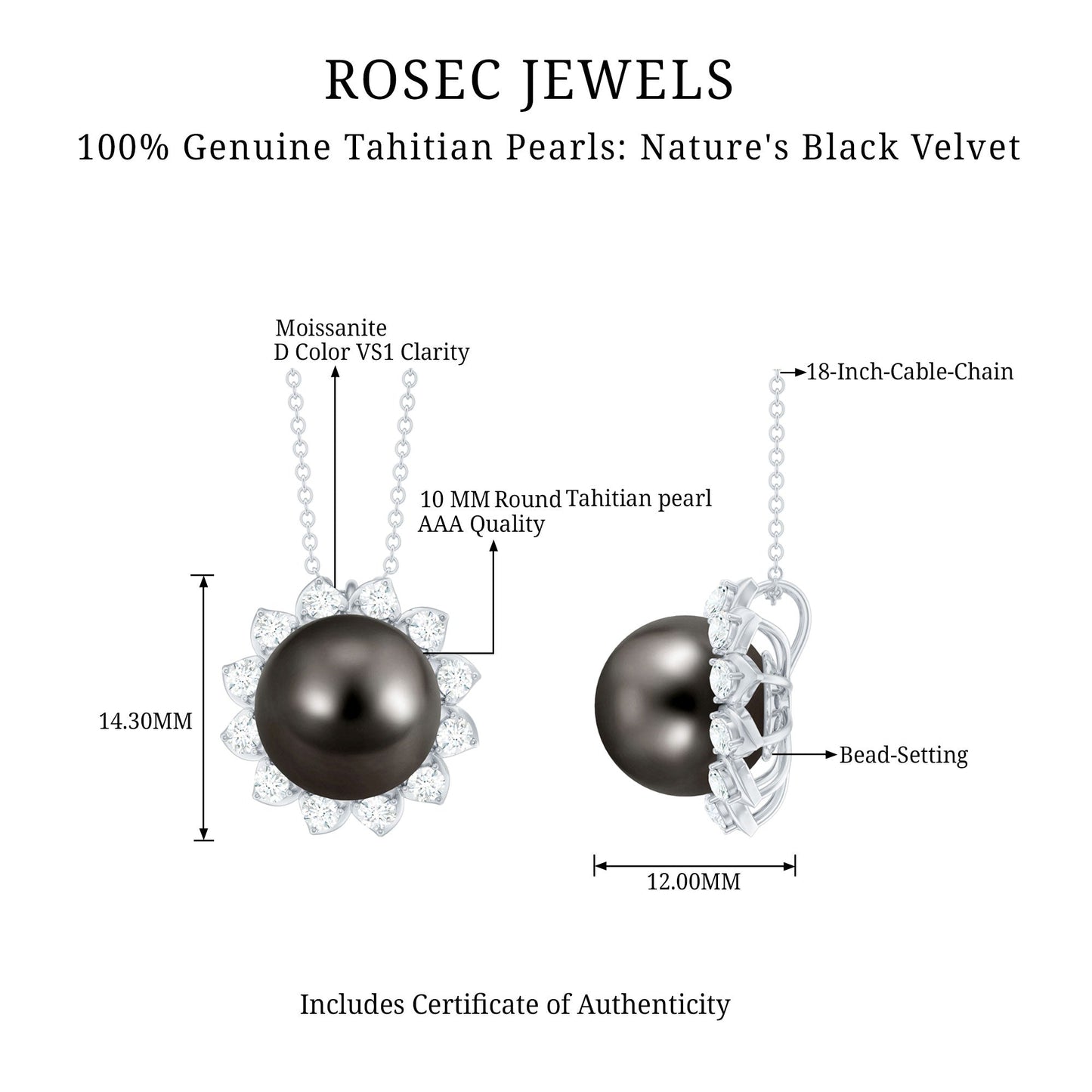 Tahitian Pearl Cocktail Pendant with Diamond Halo
