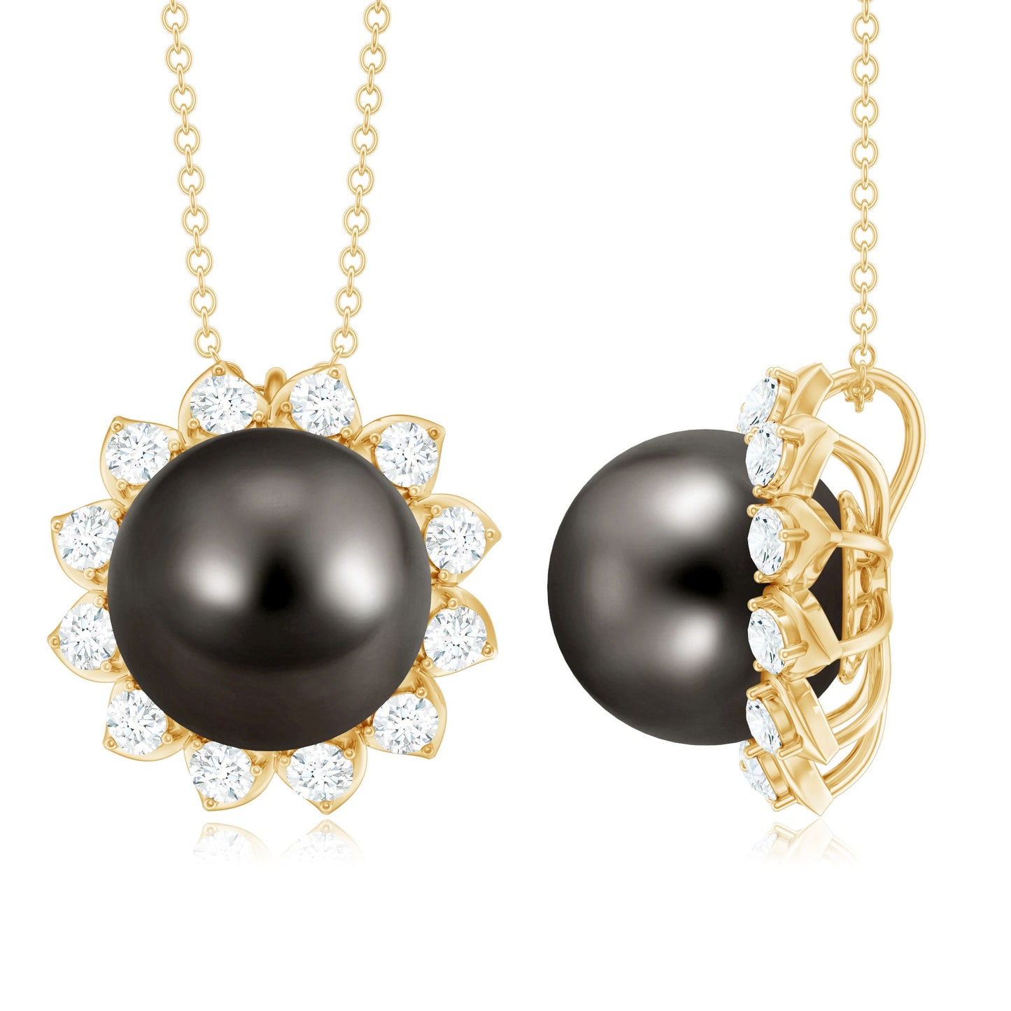 Tahitian Pearl Cocktail Pendant with Diamond Halo
