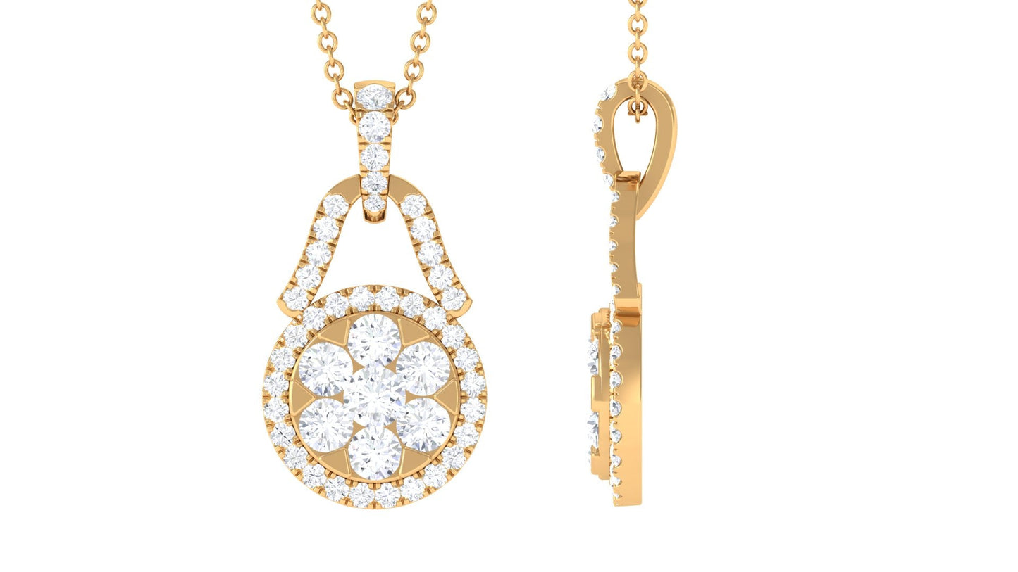 1.25 CT Certified Moissanite Modern Drop Pendant Necklace