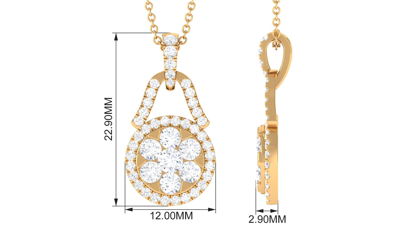 1.25 CT Certified Moissanite Modern Drop Pendant Necklace