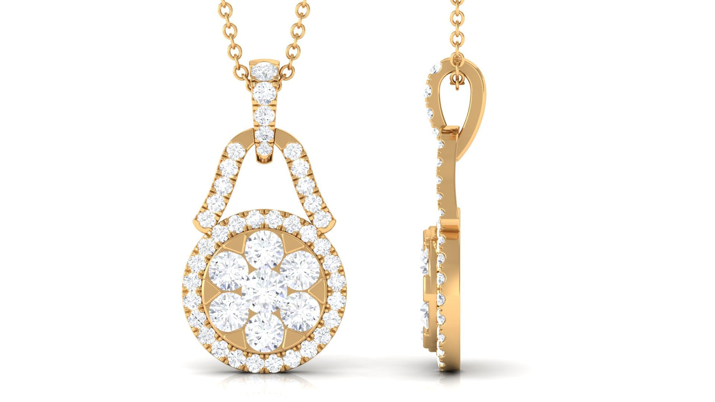1.25 CT Certified Moissanite Modern Drop Pendant Necklace
