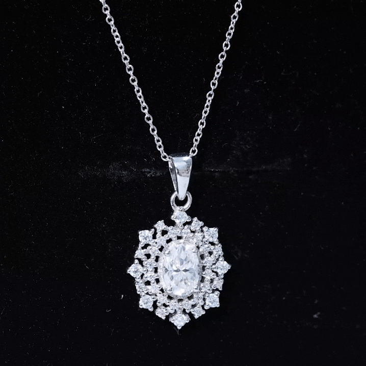 Vintage Style Oval Moissanite Bridal Necklace With Chain