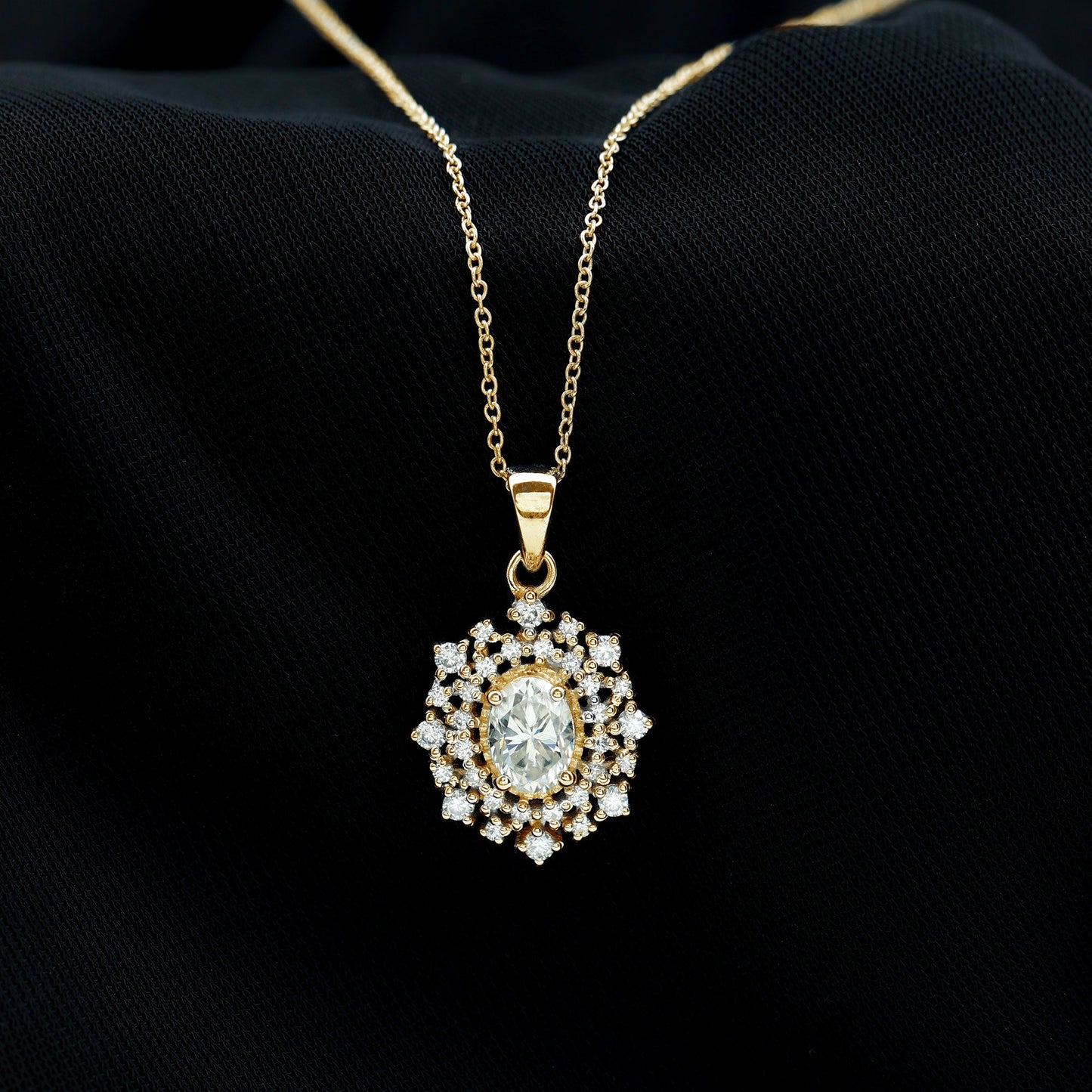 Vintage Style Oval Moissanite Bridal Necklace With Chain
