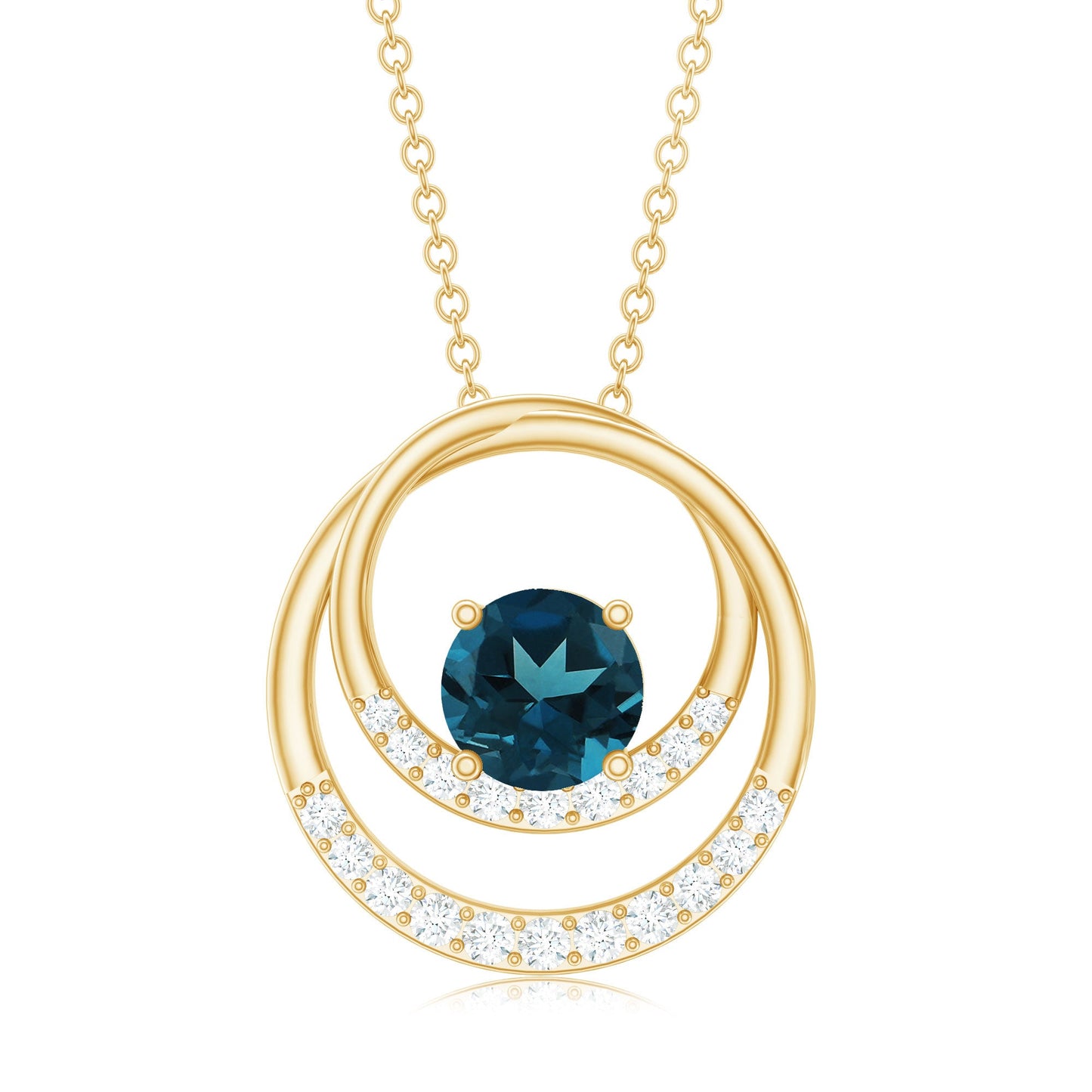 Real London Blue Topaz and Diamond Pendant