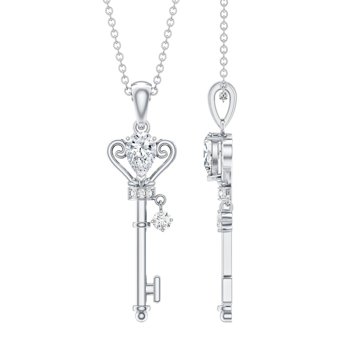Certified Lab 5X7 MM Pear Shaped Diamond Key Pendant