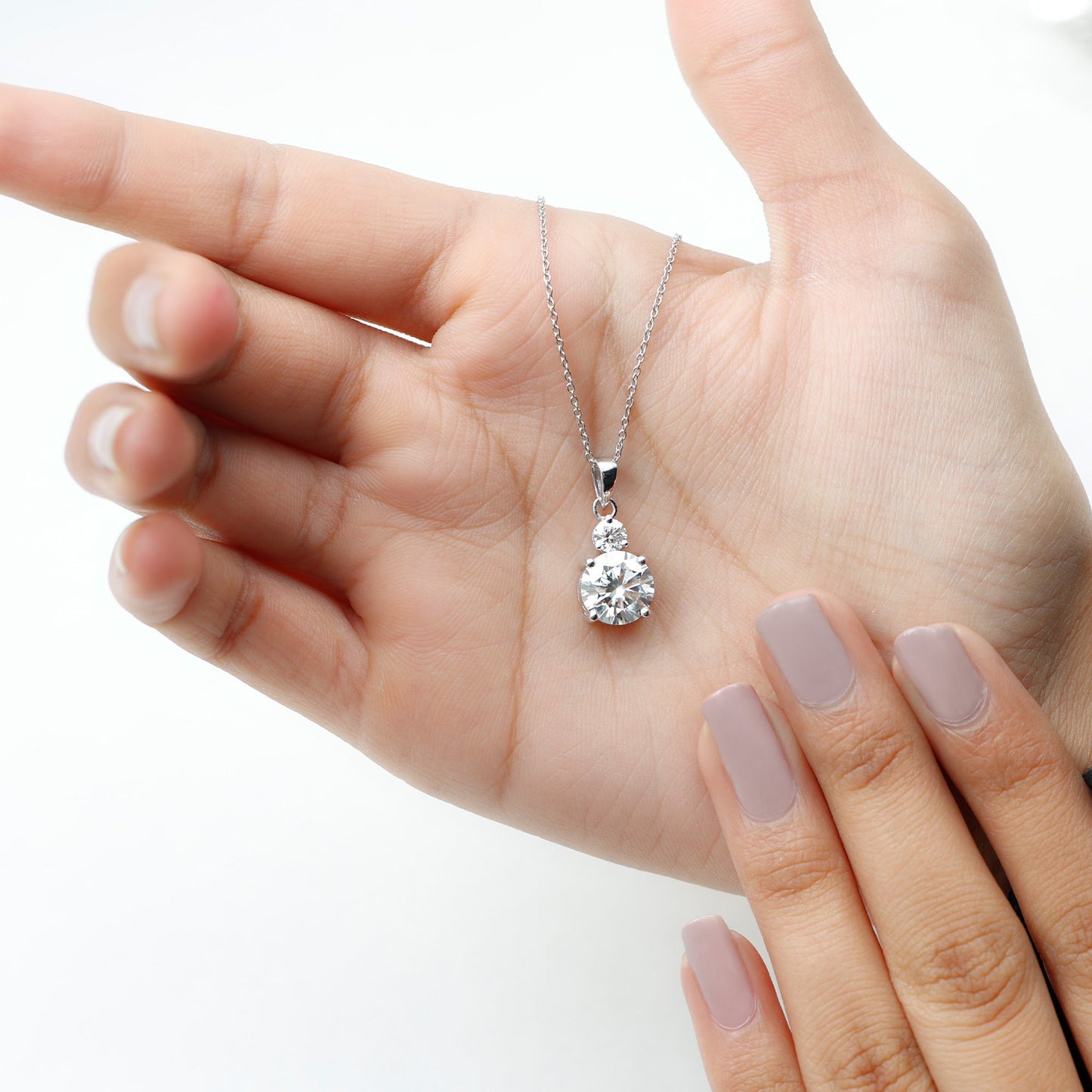 Certified Lab Grown Diamond 2 Stone Necklace For Women