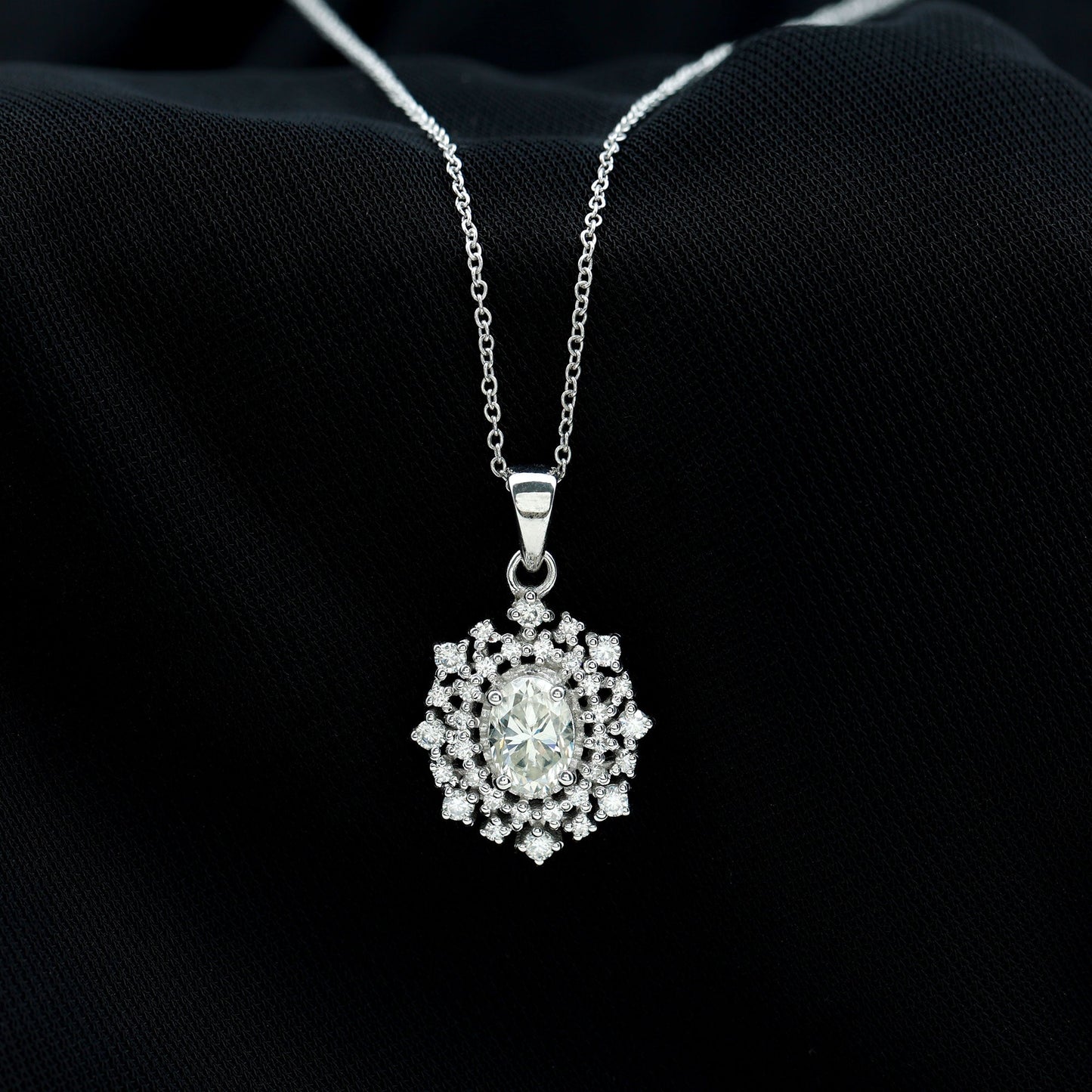 5X7MM Oval Lab Diamond Double Halo Bridal Pendant