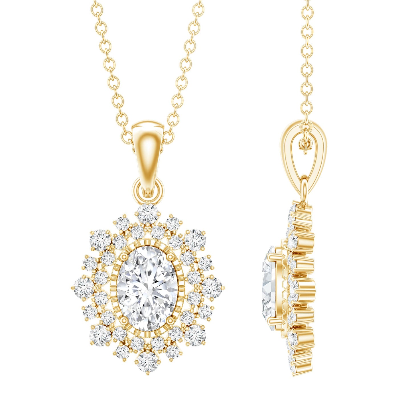 5X7MM Oval Lab Diamond Double Halo Bridal Pendant