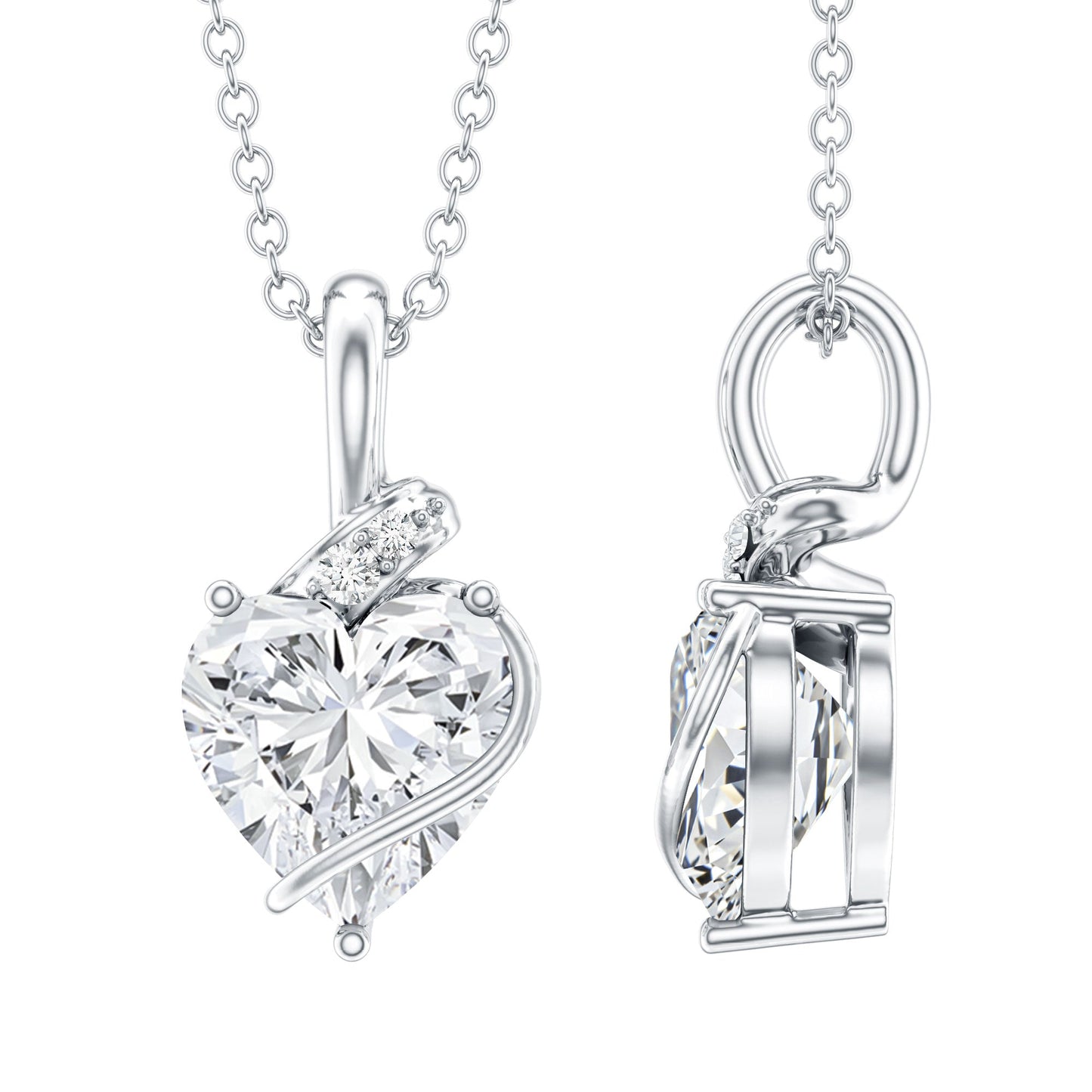 8 MM Lab Grown Diamond Heart Solitaire Necklace