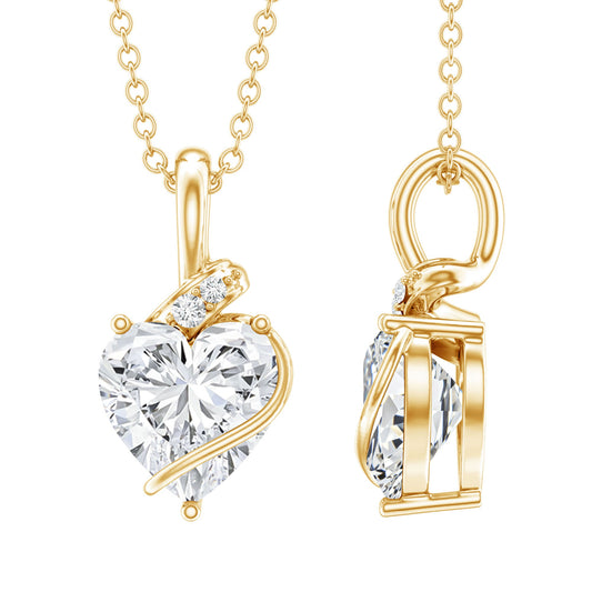 8 MM Lab Grown Diamond Heart Solitaire Necklace