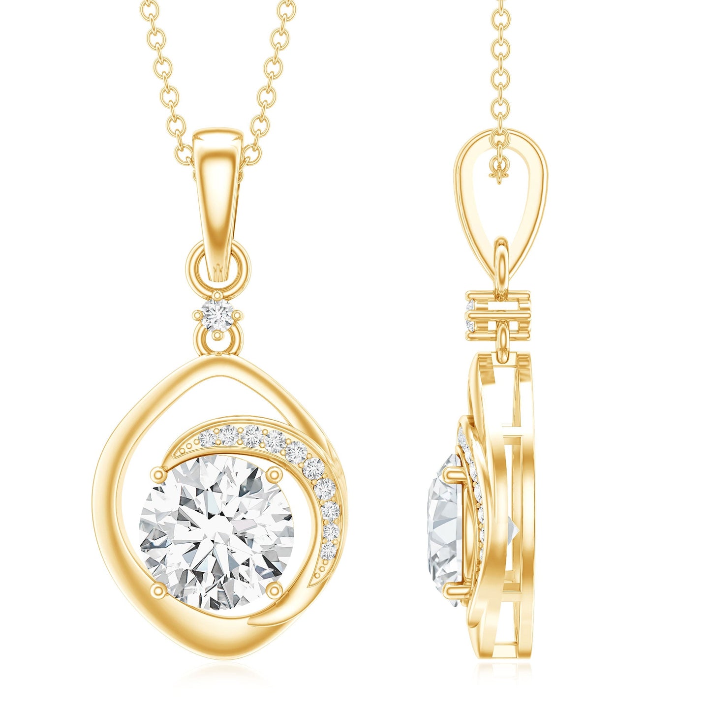 Lab Grown Diamond 2 Carat Solitaire Necklace
