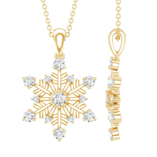 Lab Grown Diamond Snowflake Winter Necklace for Her