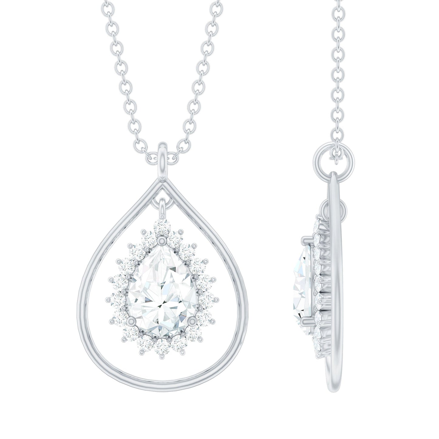 Pear Shape Lab Grown Diamond Teardrop Pendant Necklace