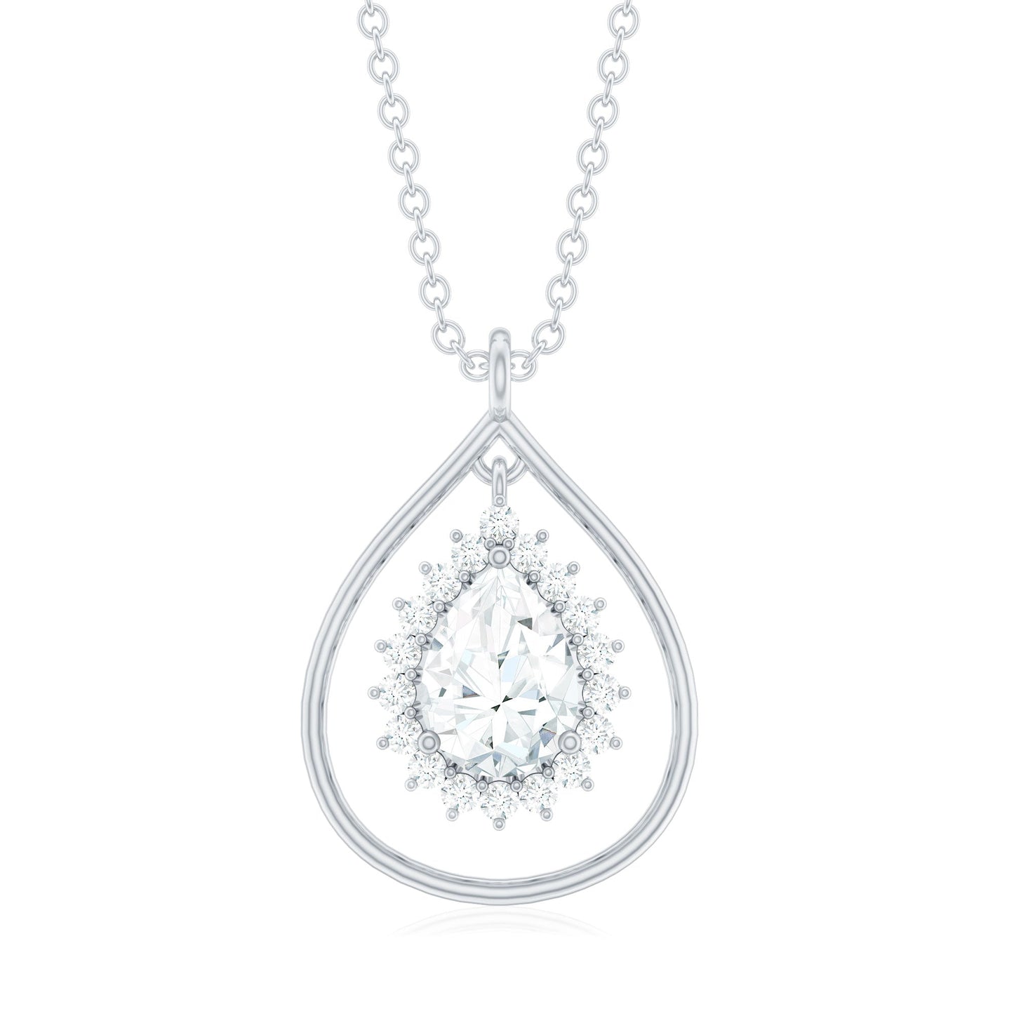 Pear Shape Lab Grown Diamond Teardrop Pendant Necklace