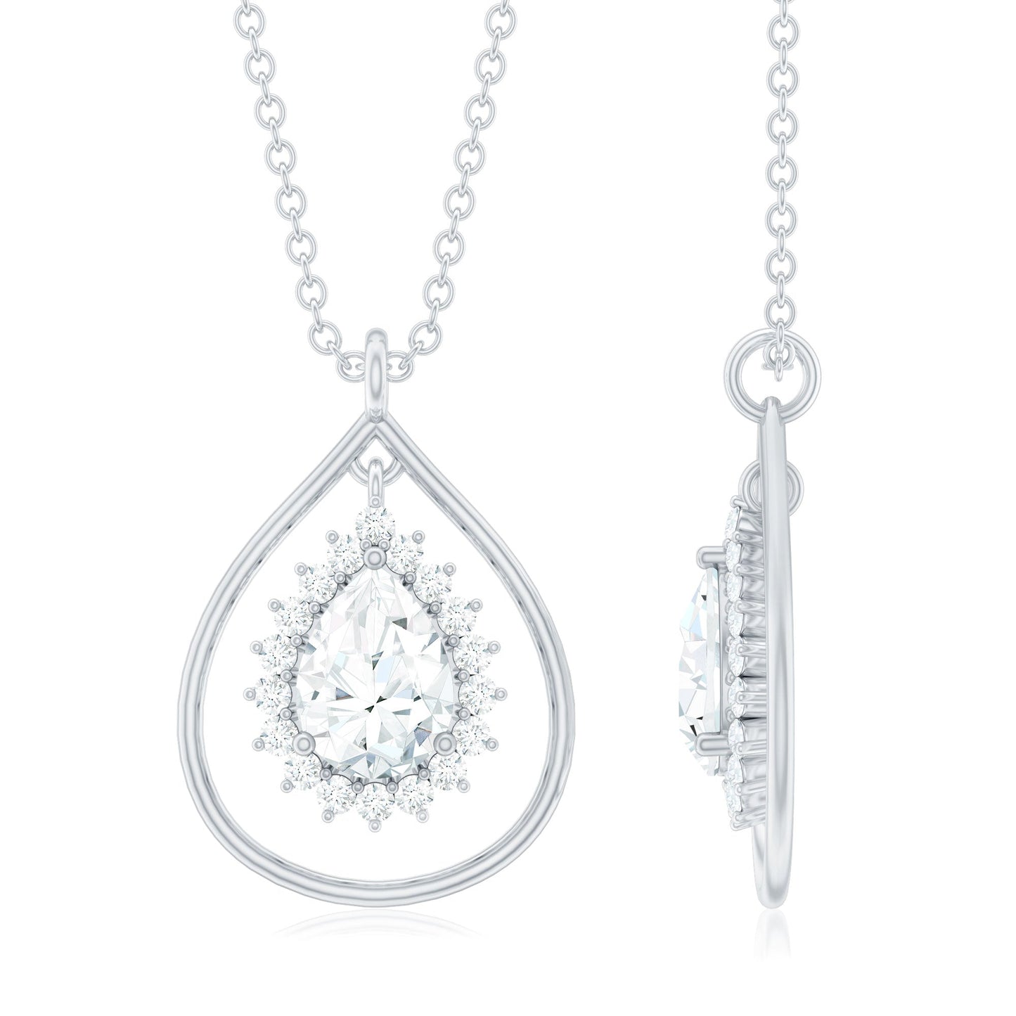 Pear Shape Lab Grown Diamond Teardrop Pendant Necklace