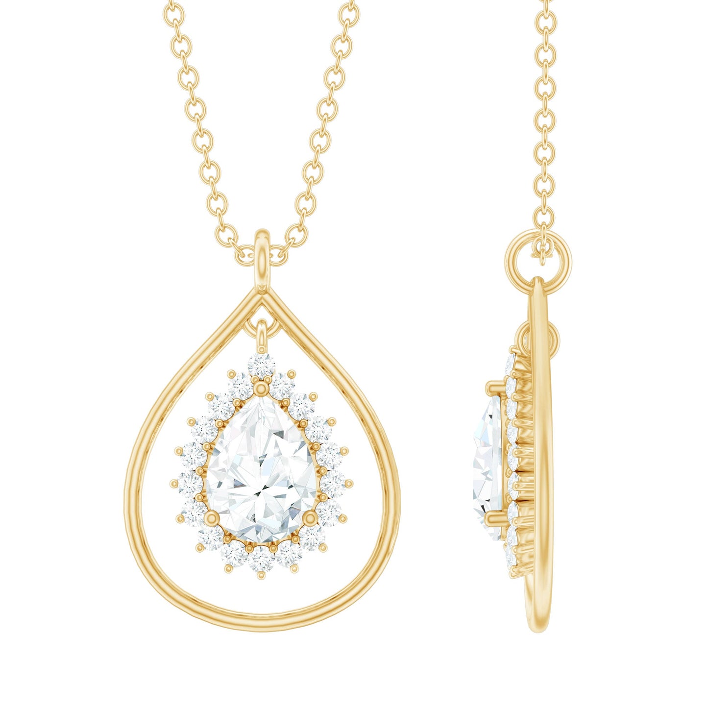 Pear Shape Lab Grown Diamond Teardrop Pendant Necklace