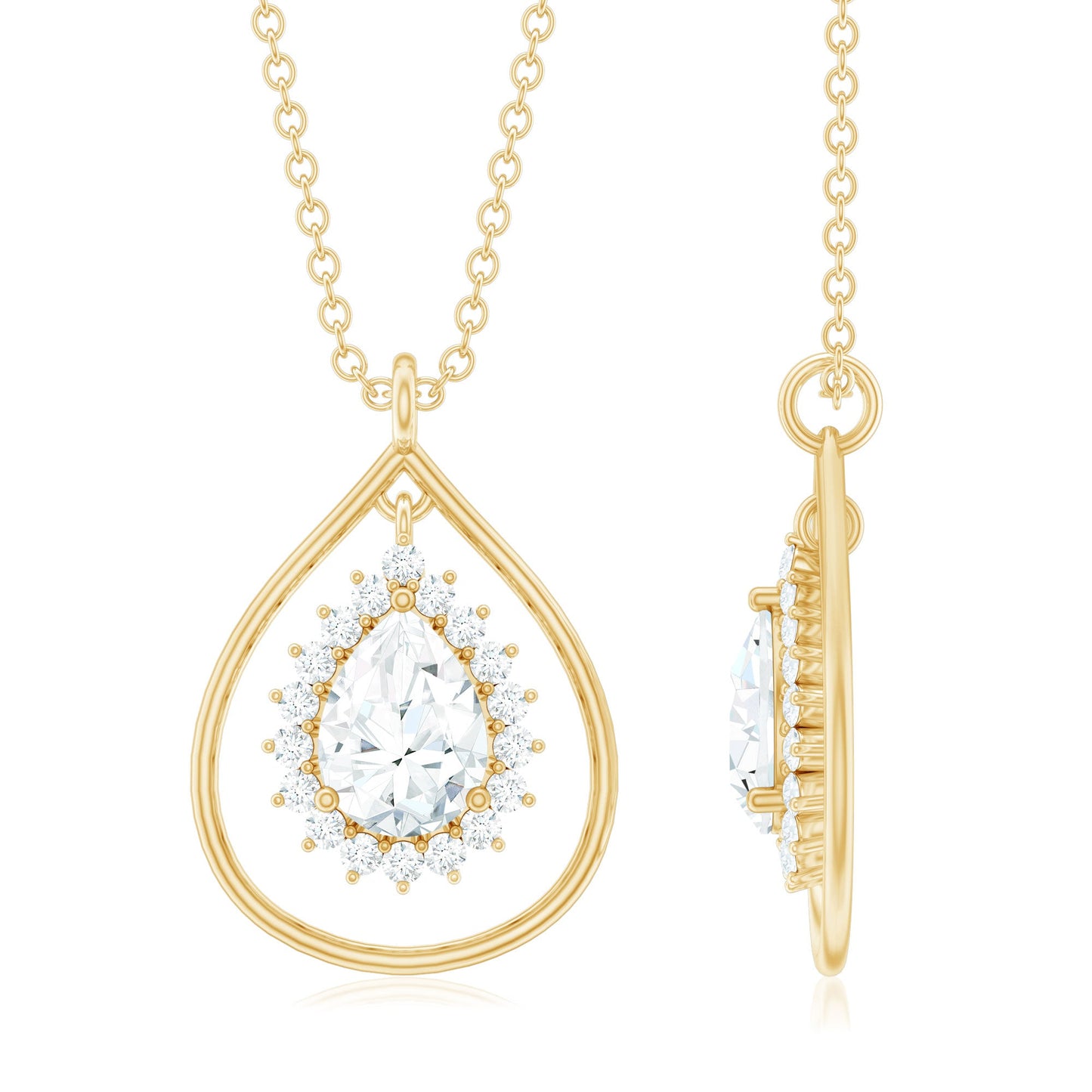 Pear Shape Lab Grown Diamond Teardrop Pendant Necklace