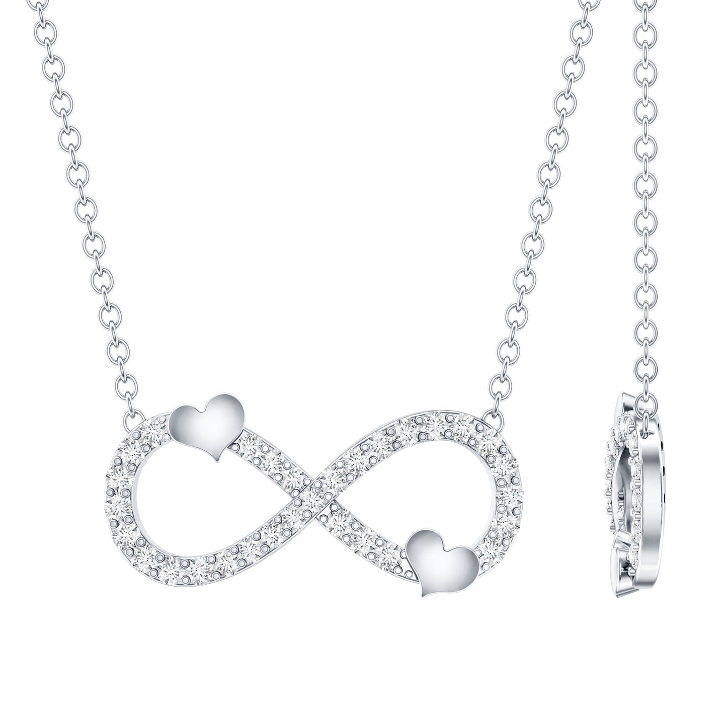 Certified Moissanite Infinity Heart Necklace in 14K Gold Plated Silver