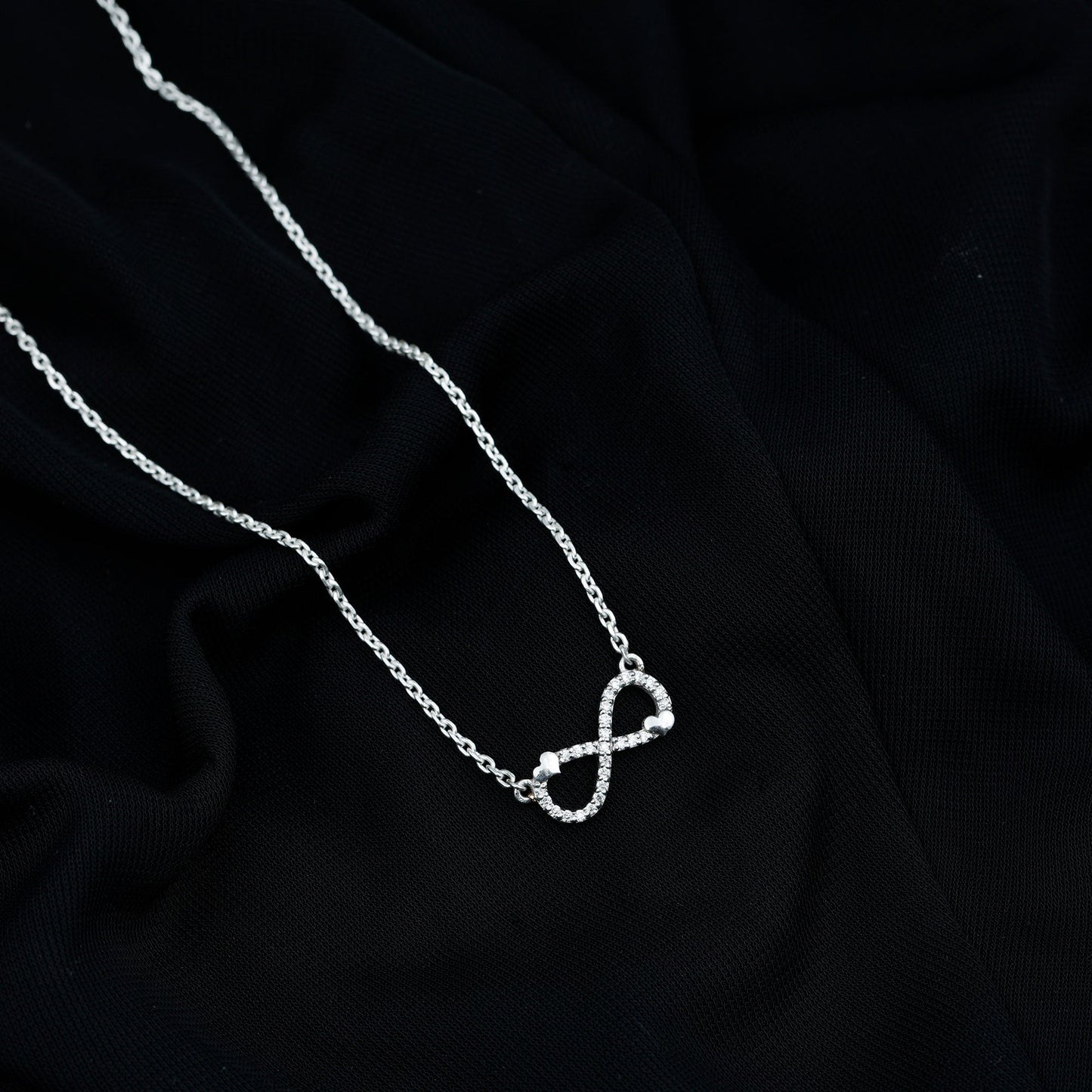 Certified Moissanite Infinity Heart Necklace in 14K Gold Plated Silver