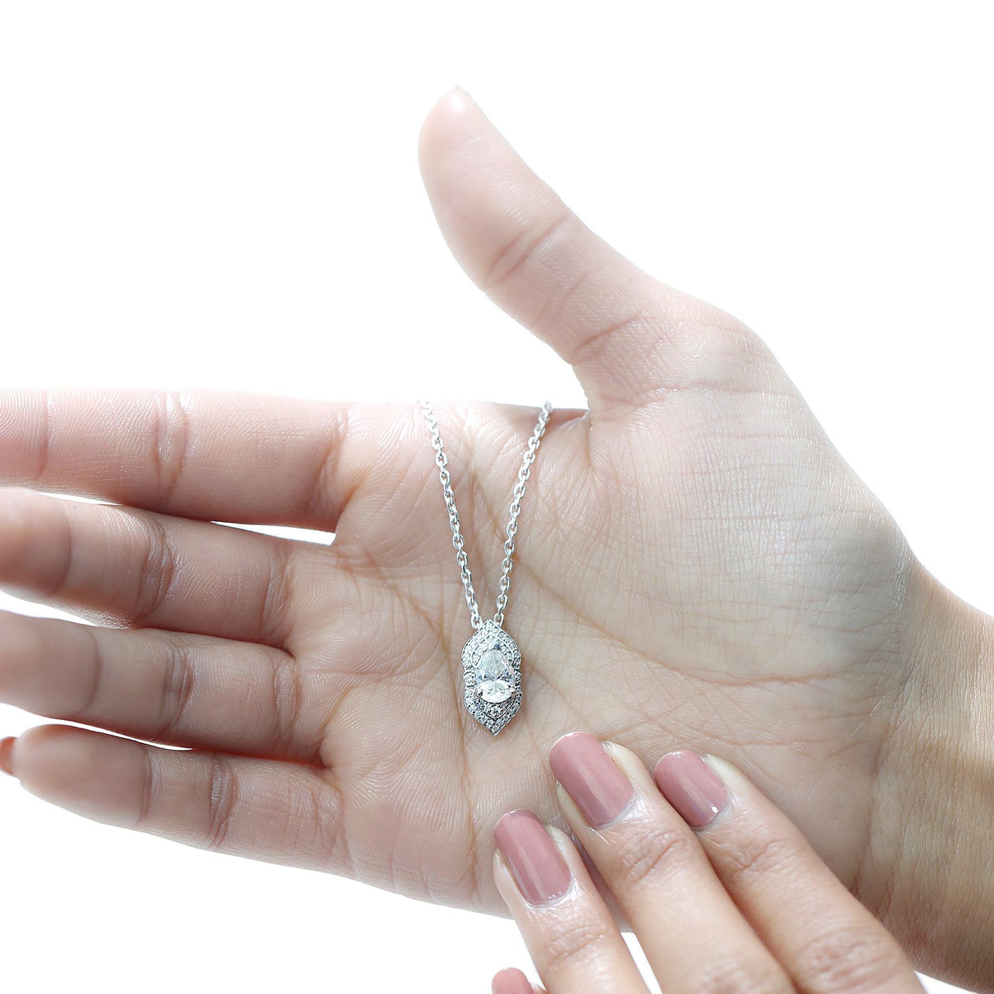 Certified 1.3 Carat Pear Cut Moissanite Vintage Necklace with Silver Chain