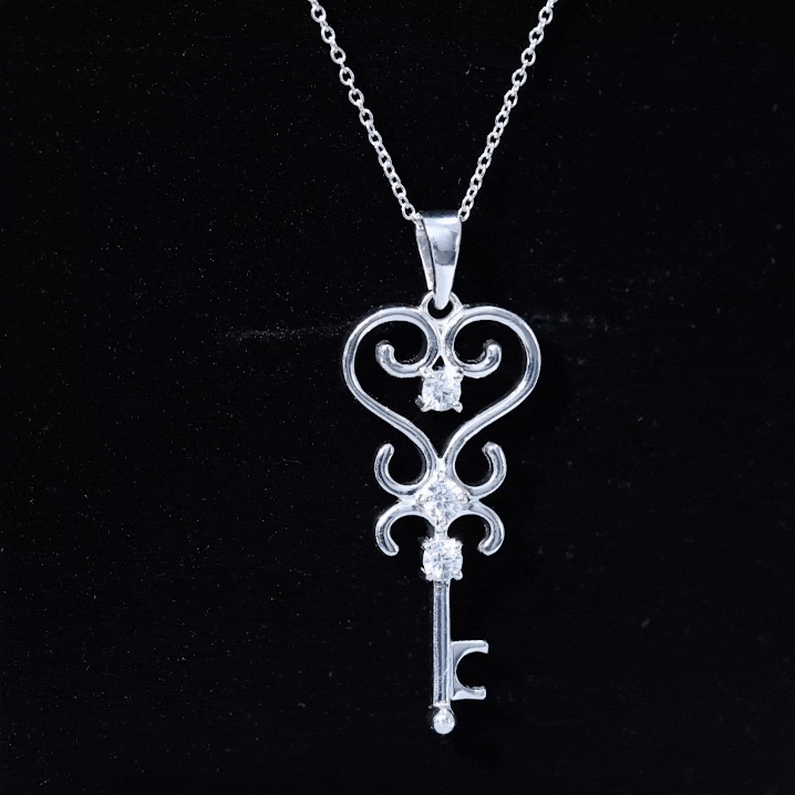 1/4 CT Vintage Zircon Key Pendant Necklace