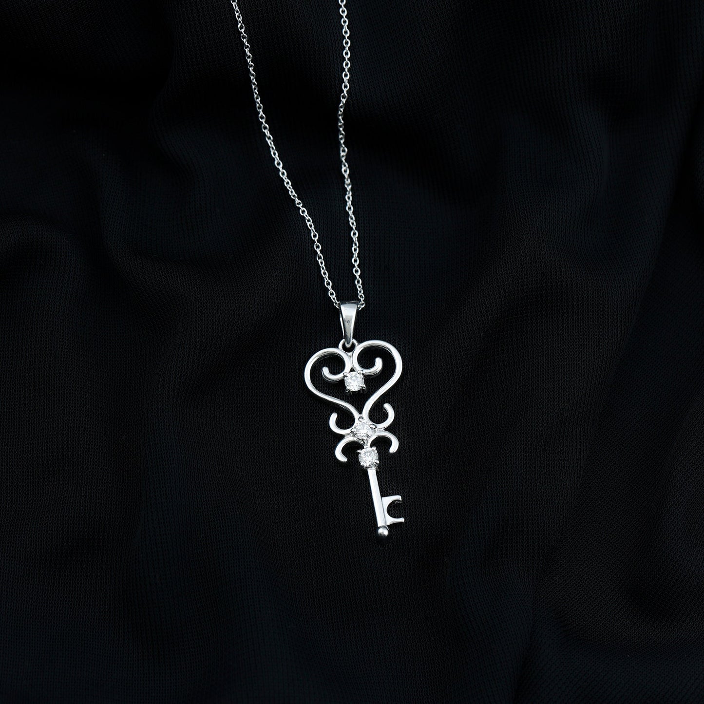 1/4 CT Vintage Zircon Key Pendant Necklace
