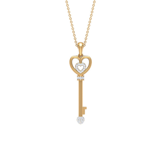 Vintage Style Diamond Key Necklace For Women