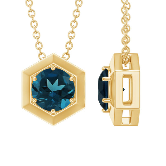 1.35 Carat Simple London Blue Topaz Solitaire Pendant