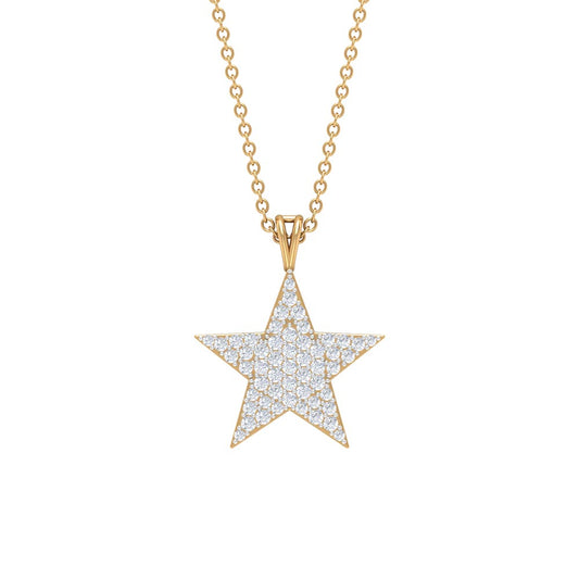 Diamond Star Pendant Necklace in Pave Setting