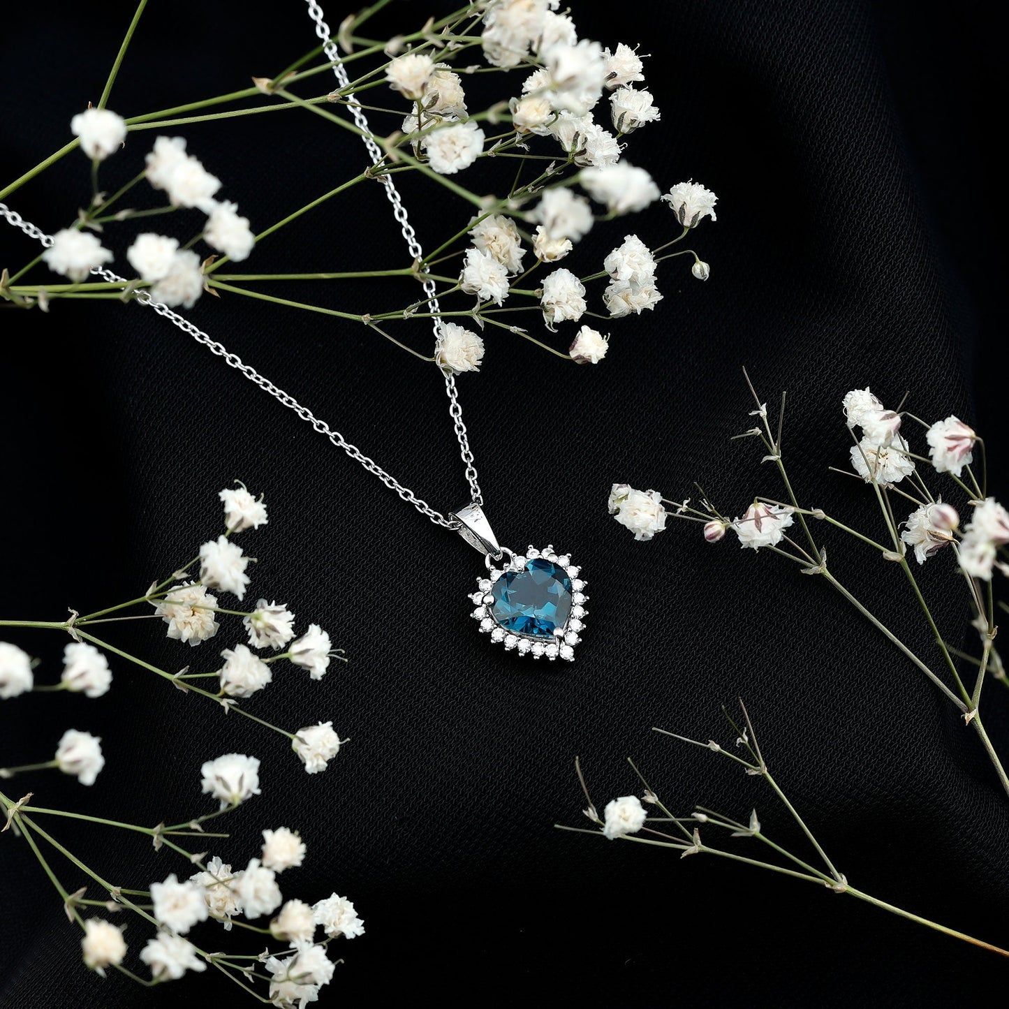 Certified 2 Carat London Blue Topaz Heart Locket With Silver Chain