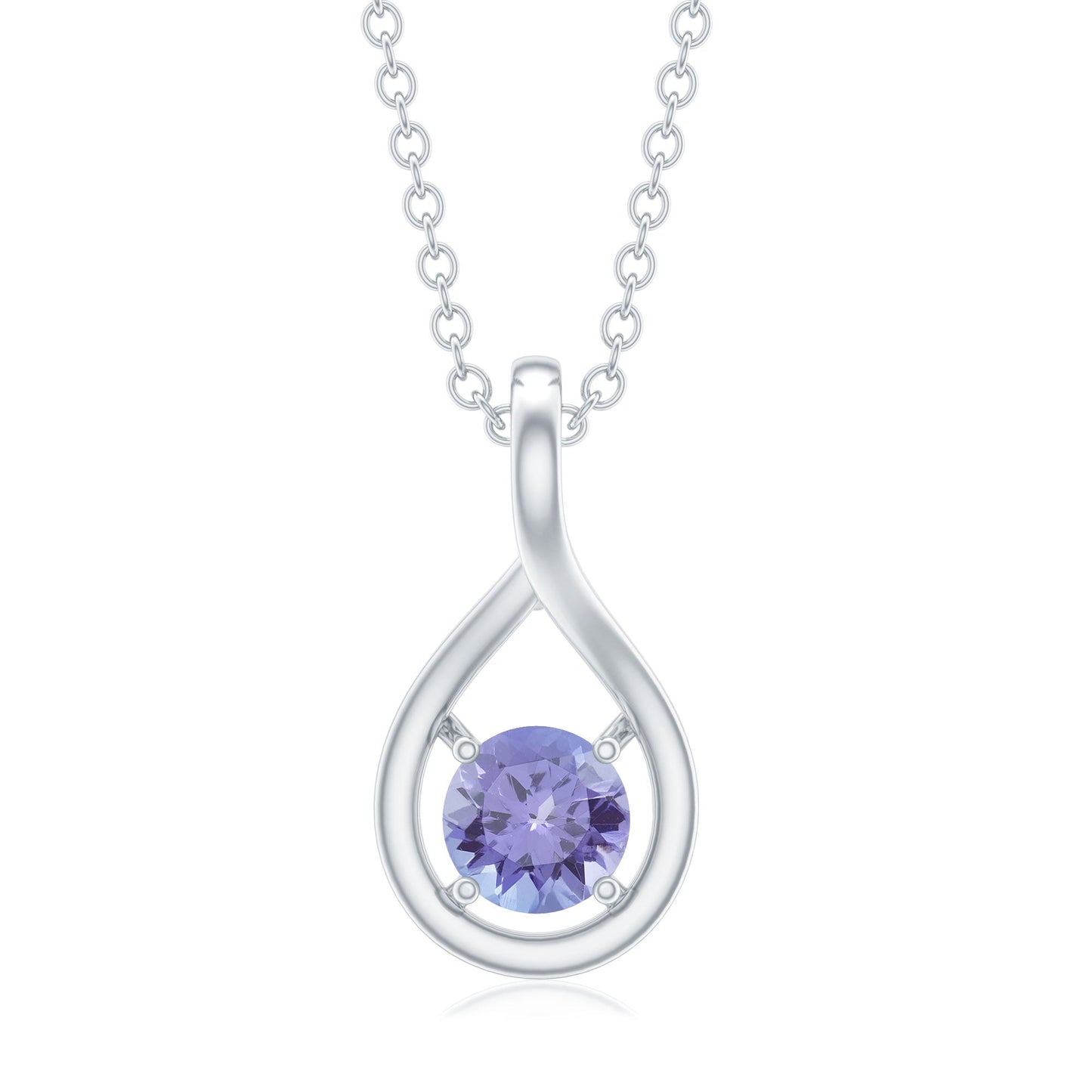 Certified 5 MM Round Tanzanite Teardrop Pendant