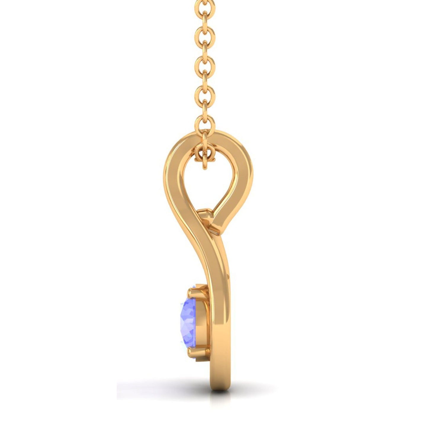 Certified 5 MM Round Tanzanite Teardrop Pendant