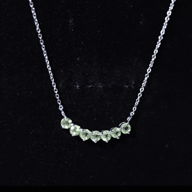 Seven Stone Peridot Bar Necklace