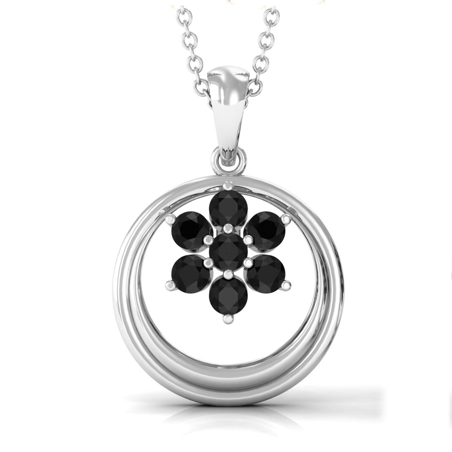 Natural Black Spinel Flower Pendant with Certificate