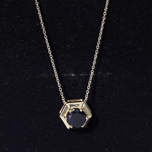 2 Carat Natural Black Onyx Solitaire Hexagon Pendant