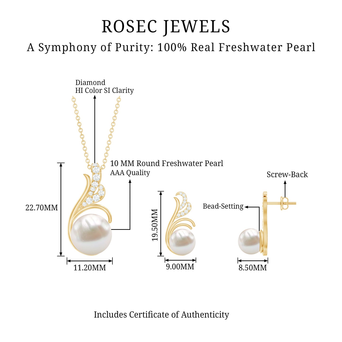 Freshwater Pearl and Diamond Designer Jewelry Set