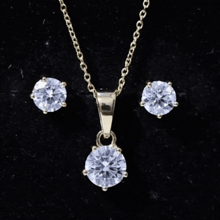 2 CT Round Shape Moissanite Solitaire Jewelry Set
