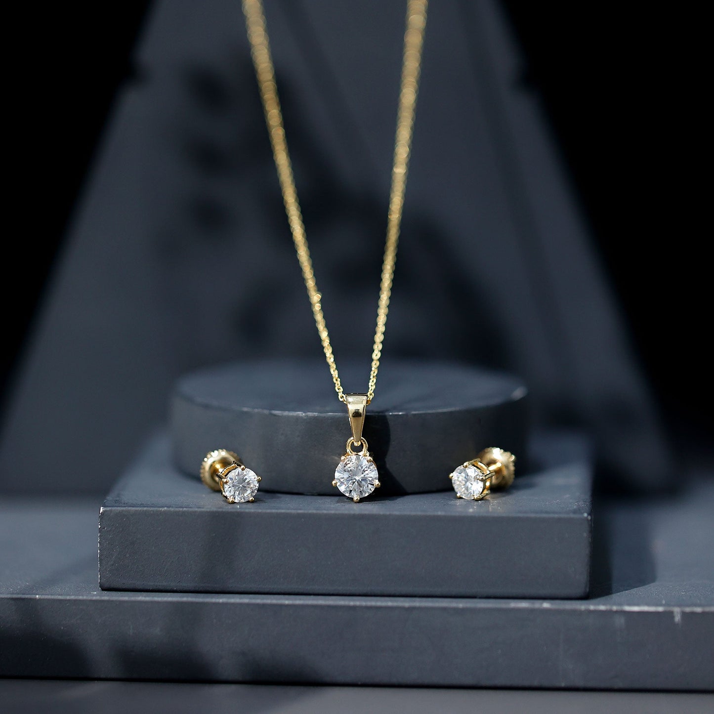 2 CT Round Shape Moissanite Solitaire Jewelry Set